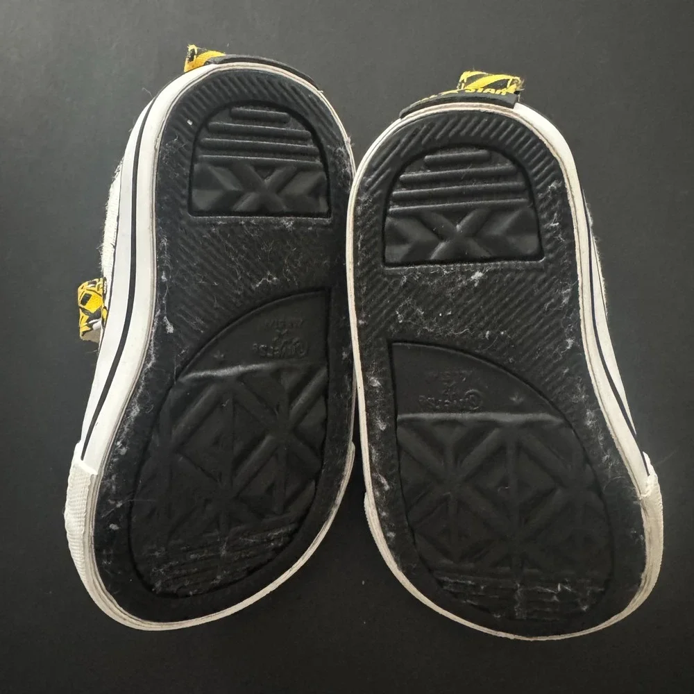 Converse All Star Infant Sneakers Construction Print Double Strap Size 3 - Picture 8 of 11